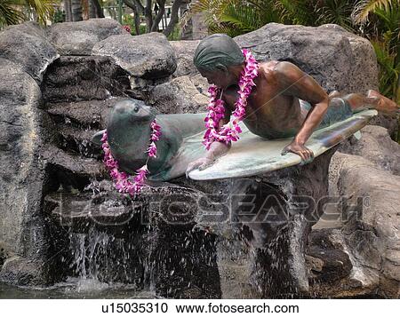 Waikiki, Honolulu, Oahu, HI, Hawaii, Kuhio Beach Park, Makua & Kila Statue, Children's Story by Fred Van Dyke, Love and Respect for family and the ocean View Large Photo Image Stock Image - Waikiki, Honolulu, Oahu, HI, Hawaii, Kuhio Beach Park, Makua & Kila Statue, Children's Story by Fred Van Dyke, Love and Respect for family and the ocean. Fotosearch