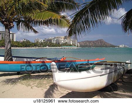Waikiki, Honolulu, Oahu, HI, Hawaii, Duke Kahanamoku Beach Park, Diamond Head, outrigger sea canoes View Large Photo Image Stock Image - Waikiki, Honolulu, Oahu, HI, Hawaii, Duke Kahanamoku Beach Park, Diamond Head, outrigger sea canoes. Fotosearch