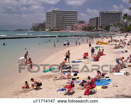 Waikiki, Honolulu, Oahu, HI, Hawaii, Kuhio Beach Park, beachfront View Large Photo Image Stock Photo - Waikiki, Honolulu, Oahu, HI, Hawaii, Kuhio Beach Park, beachfront. Fotosearch