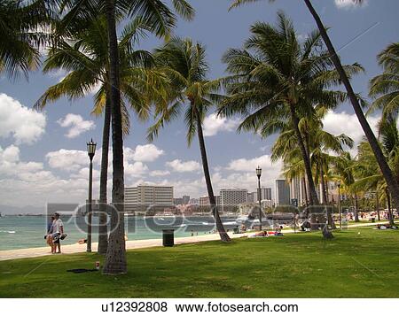 Waikiki, Honolulu, Oahu, HI, Hawaii, Kapi'olani Beach Park View Large Photo Image Stock Photo - Waikiki, Honolulu, Oahu, HI, Hawaii, Kapi'olani Beach Park. Fotosearch