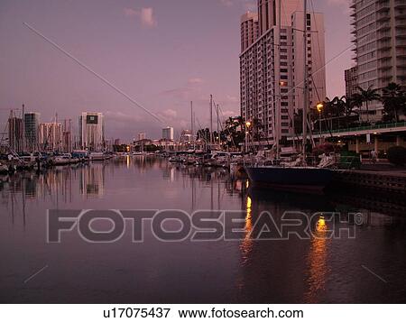 Waikiki, Honolulu, Oahu, HI, Hawaii, Ala Wai Yacht Harbor, morning View Large Photo Image Stock Photo - Waikiki, Honolulu, Oahu, HI, Hawaii, Ala Wai Yacht Harbor, morning. Fotosearch