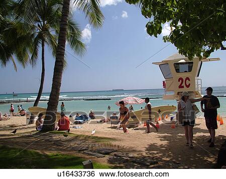 Waikiki, Honolulu, Oahu, HI, Hawaii, Kuhio Beach Park View Large Photo Image Stock Photograph - Waikiki, Honolulu, Oahu, HI, Hawaii, Kuhio Beach Park. Fotosearch