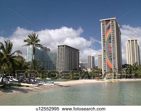 Stock Photography -  Waikiki, Honolulu, Oahu, HI, Hawaii, Hilton Hawaiian Village, Lagoon. Fotosearch