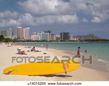 Waikiki, Honolulu, Oahu, HI, Hawaii, Ala Moana Beach Park, Diamond Head View Large Photo Image Stock Photography - Waikiki, Honolulu, Oahu, HI, Hawaii, Ala Moana Beach Park, Diamond Head. Fotosearch