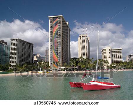 Stock Photography -  Waikiki, Honolulu, Oahu, HI, Hawaii, Hilton Hawaiian Village. Fotosearch