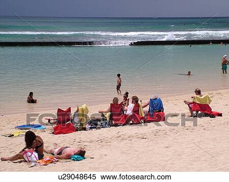 Waikiki, Honolulu, Oahu, HI, Hawaii, Kuhio Beach Park, beachfront View Large Photo Image Stock Photography - Waikiki, Honolulu, Oahu, HI, Hawaii, Kuhio Beach Park, beachfront. Fotosearch