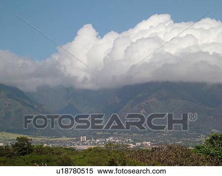 Stock Photography -  Wailuku, Maui, HI, Hawaii, West Maui Mountains, Iao Valley, aerial. Fotosearch