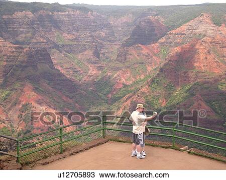 Stock Image -  Waimea, Kauai, HI, Hawaii, Westside, Waimea Canyon Lookout, Waimea Canyon, Kokee State Park, Grand Canyon of the Pacific. Fotosearch