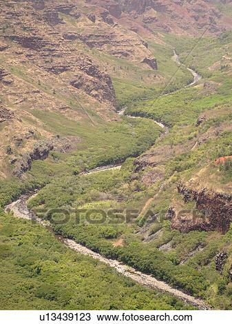 Stock Image -  Waimea, Kauai, HI, Hawaii, Westside, Waimea Canyon State Park, Grand Canyon of the Pacific, Waimea River. Fotosearch