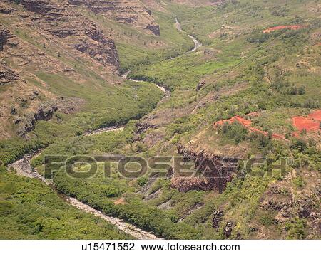 Stock Image -  Waimea, Kauai, HI, Hawaii, Westside, Waimea Canyon State Park, Grand Canyon of the Pacific, Waimea River. Fotosearch