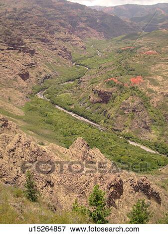 Stock Photo -  Waimea, Kauai, HI, Hawaii, Westside, Waimea Canyon State Park, Grand Canyon of the Pacific, Waimea River. Fotosearch