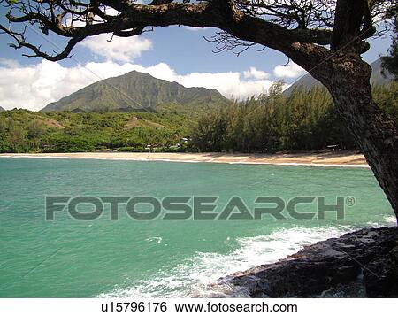 Stock Photograph -  Wainiha, Princeville, Kauai, HI, Hawaii, North Shore, Wainiha Bay, Wainiha Beach. Fotosearch