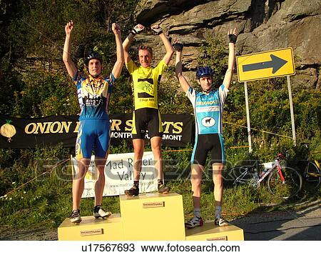 Stock Image -  Waitsfield, VT, Vermont, Green Mountain Stage Race, Appalachian Gap, men, winners. Fotosearch