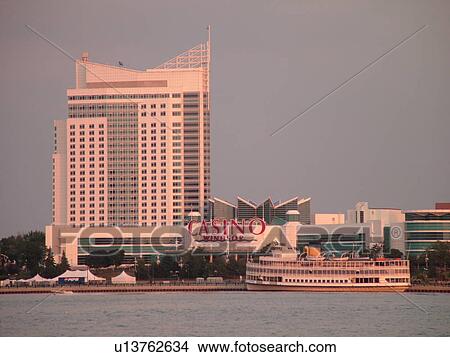 Windsor, Ontario, Canada, skyline, Riverfront, Casino, from Detroit, MI, Michigan, Detroit River View Large Photo Image Picture - Windsor, Ontario, Canada, skyline, Riverfront, Casino, from Detroit, MI, Michigan, Detroit River. Fotosearch