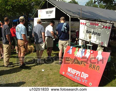 Stock Image -  Windsor, VT, Vermont, Harpoon Championships of New England Barbecue, Harpoon Brewery. Bare Bones BBQ stand. Fotosearch
