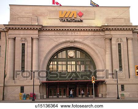 Picture -  Winnipeg, Canada, MB, Manitoba, Downtown, Winnipeg Railway Museum, Union Station, Via Rail Canada. Fotosearch