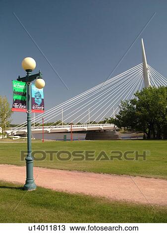 Winnipeg, Canada, MB, Manitoba, Provencher Bridge & Esplanade Riel Pedestrian Bridge, Red River, City Park View Large Photo Image Stock Image - Winnipeg, Canada, MB, Manitoba, Provencher Bridge & Esplanade Riel Pedestrian Bridge, Red River, City Park. Fotosearch