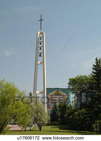 Stock Image -  Winnipeg, Canada, MB, Manitoba, University of Manitoba, St. Paul College, chapel, bell tower. Fotosearch