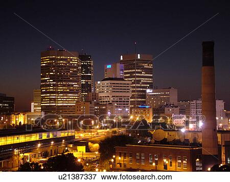 Winnipeg, Canada, MB, Manitoba, Downtown, evening View Large Photo Image Stock Photo - Winnipeg, Canada, MB, Manitoba, Downtown, evening. Fotosearch