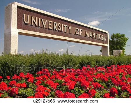 Stock Photograph -  Winnipeg, Canada, MB, Manitoba, University of Manitoba, entrance sign. Fotosearch