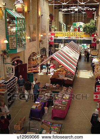 Stock Photograph -  Winnipeg, Canada, MB, Manitoba, The Forks, Market Courtyard, interior, shopping complex, mall. Fotosearch