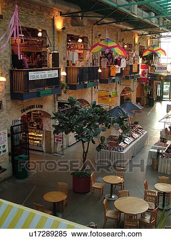 Stock Photography -  Winnipeg, Canada, MB, Manitoba, The Forks, Market Courtyard, interior, shopping complex, mall. Fotosearch