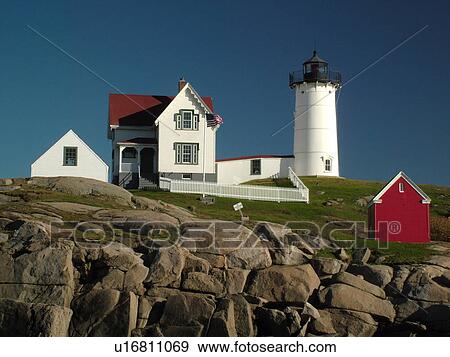 York Beach, ME, Maine, Cape Neddick Nubble Light, Lighthouse View Large Photo Image Stock Photo - York Beach, ME, Maine, Cape Neddick Nubble Light, Lighthouse. Fotosearch