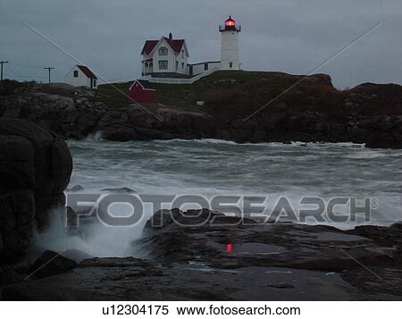 York Beach, ME, Maine, Cape Neddick Nubble Light, Lighthouse, morning, dawn View Large Photo Image Stock Photography - York Beach, ME, Maine, Cape Neddick Nubble Light, Lighthouse, morning, dawn. Fotosearch