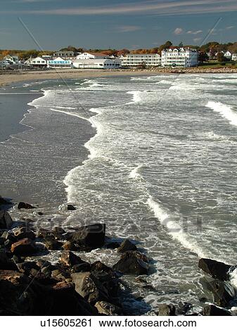 Stock Image -  York Beach, ME, Maine, Short Sands Beach. Fotosearch