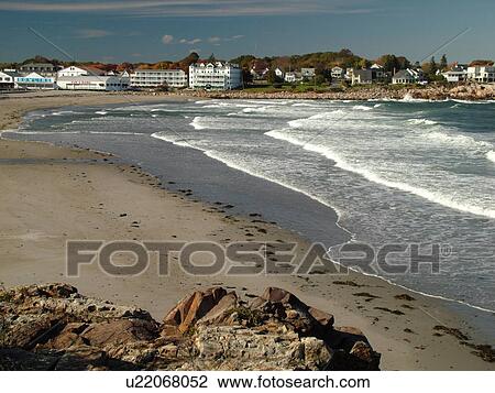 Stock Image -  York Beach, ME, Maine, Short Sands Beach. Fotosearch