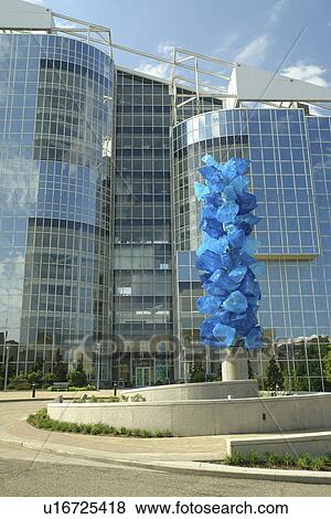 Akron, OH, Ohio, downtown, University of Akron, Goodyear Polymer Center, blue sculpture View Large Photo Image Stock Photo - Akron, OH, Ohio, downtown, University of Akron, Goodyear Polymer Center, blue sculpture. Fotosearch