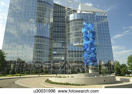 Akron, OH, Ohio, downtown, University of Akron, Goodyear Polymer Center, blue sculpture View Large Photo Image Stock Photograph - Akron, OH, Ohio, downtown, University of Akron, Goodyear Polymer Center, blue sculpture. Fotosearch