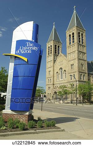 Stock Photography -  Akron, OH, Ohio, University of Akron, entrance sign. Fotosearch