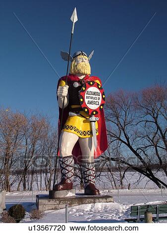 Stock Image -  Alexandria, MN, Minnesota, Viking Statue of Alex, Alexandria Birthplace of America. Fotosearch