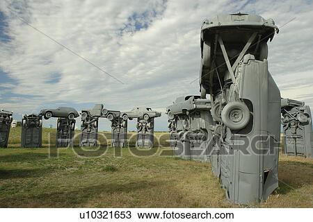 Stock Image -  Alliance, NE, Nebraska, Carhenge, replica of England's Stonehenge. Fotosearch