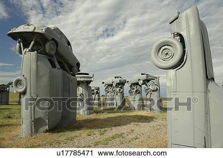 Stock Image -  Alliance, NE, Nebraska, Carhenge, replica of England's Stonehenge. Fotosearch