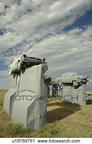 Stock Image -  Alliance, NE, Nebraska, Carhenge, replica of England's Stonehenge. Fotosearch