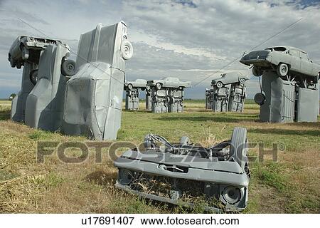 Stock Photo -  Alliance, NE, Nebraska, Carhenge, replica of England's Stonehenge. Fotosearch