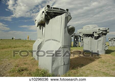 Stock Photograph -  Alliance, NE, Nebraska, Carhenge, replica of England's Stonehenge. Fotosearch