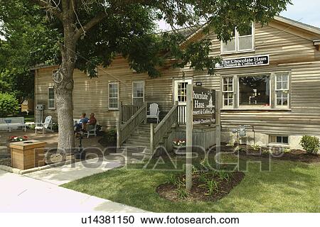 Stock Image -  Amana, IA, Iowa, Amana Colonies, National Historic Landmark, The Chocolate Haus. Fotosearch