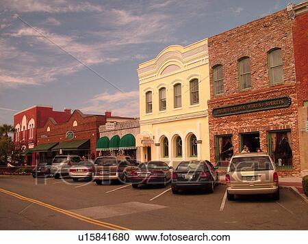 Stock Image -  Amelia Island, FL, Florida, Fernandina Beach, downtown, Centre Street, Historic District. Fotosearch