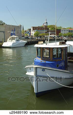 Stock Image -  Annapolis, MD, Maryland, Chesapeake Bay, City Dock, Waterfront. Fotosearch