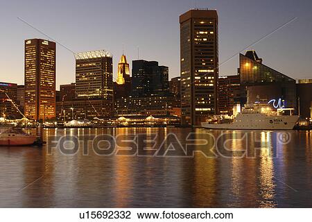 Baltimore, MD, Maryland, Chesapeake Bay, Downtown Skyline, Inner Harbor, evening View Large Photo Image Stock Image - Baltimore, MD, Maryland, Chesapeake Bay, Downtown Skyline, Inner Harbor, evening. Fotosearch