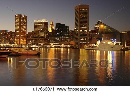 Baltimore, MD, Maryland, Chesapeake Bay, Downtown Skyline, Inner Harbor, evening View Large Photo Image Stock Image - Baltimore, MD, Maryland, Chesapeake Bay, Downtown Skyline, Inner Harbor, evening. Fotosearch