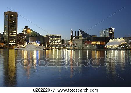 Baltimore, MD, Maryland, Chesapeake Bay, Downtown Skyline, Inner Harbor, evening View Large Photo Image Stock Photo - Baltimore, MD, Maryland, Chesapeake Bay, Downtown Skyline, Inner Harbor, evening. Fotosearch