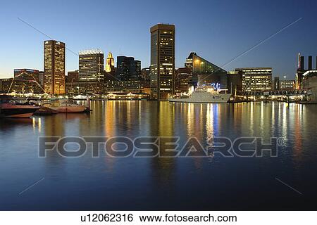 Baltimore, MD, Maryland, Chesapeake Bay, Downtown Skyline, Inner Harbor, evening View Large Photo Image Stock Photograph - Baltimore, MD, Maryland, Chesapeake Bay, Downtown Skyline, Inner Harbor, evening. Fotosearch
