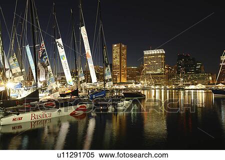 Stock Photography -  Baltimore, MD, Maryland, Chesapeake Bay, Downtown Skyline, Inner Harbor, evening. Fotosearch