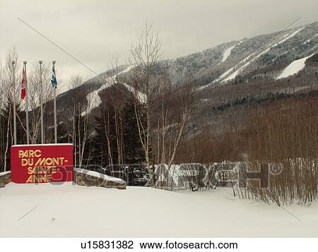 Stock Image -  Beaupre, Quebec City, Quebec, Canada, Parc Du Mont-Sainte-Anne, Ski Resort, downhill skiing. Fotosearch