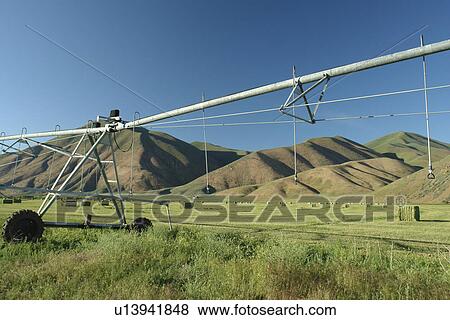 Stock Photo -  Bellevue, Blaine County, ID, Idaho, farm, field, irrigation system. Fotosearch