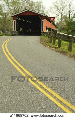 Stock Image -  Brandywine River Valley, DE, Delaware, Smith Covered Bridge. Fotosearch